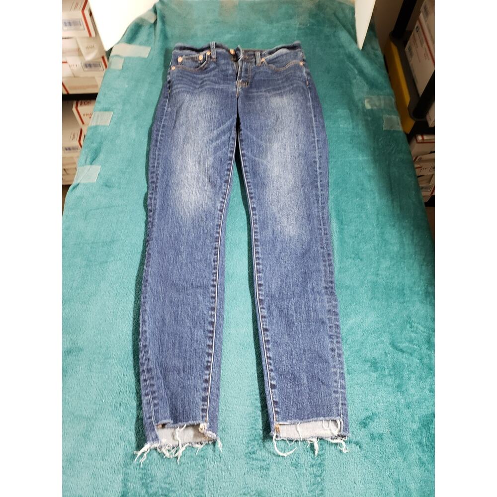 J.Crew Jeans Size 27 Tall Womens Blue Pants Stretch Fray Hem High Rise Skinny